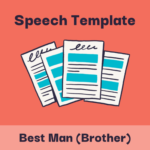 Illustration with headline text that says, "Speech template for a best man speech for your brother," and shows a simple drawing of a fill-in-the-blank speech template to be used to write a best man speech for your brother."